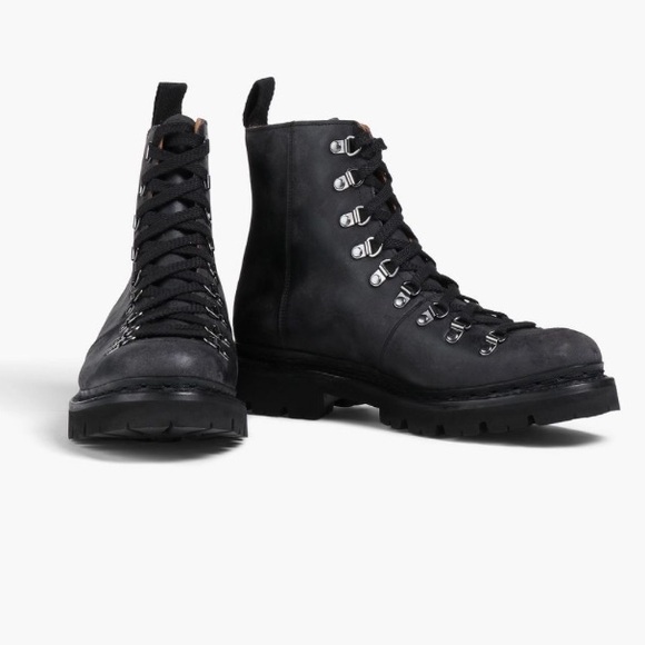 Grenson Nanette distressed leather combat boots black